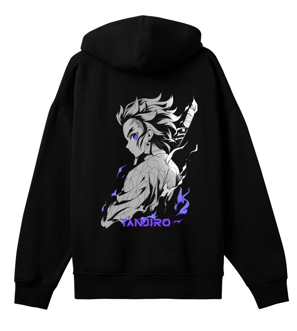 LEO Black Oversized Hoodie - Tanjiro