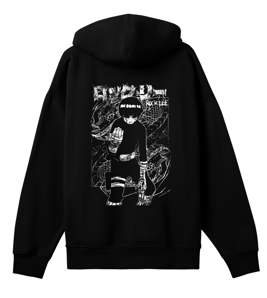 LEO Black Oversized Hoodie - Rock Lee.