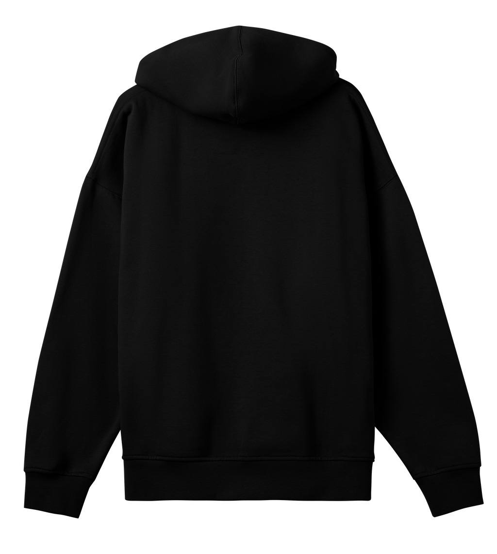 LEO Black Oversized Hoodie - Logo Only.